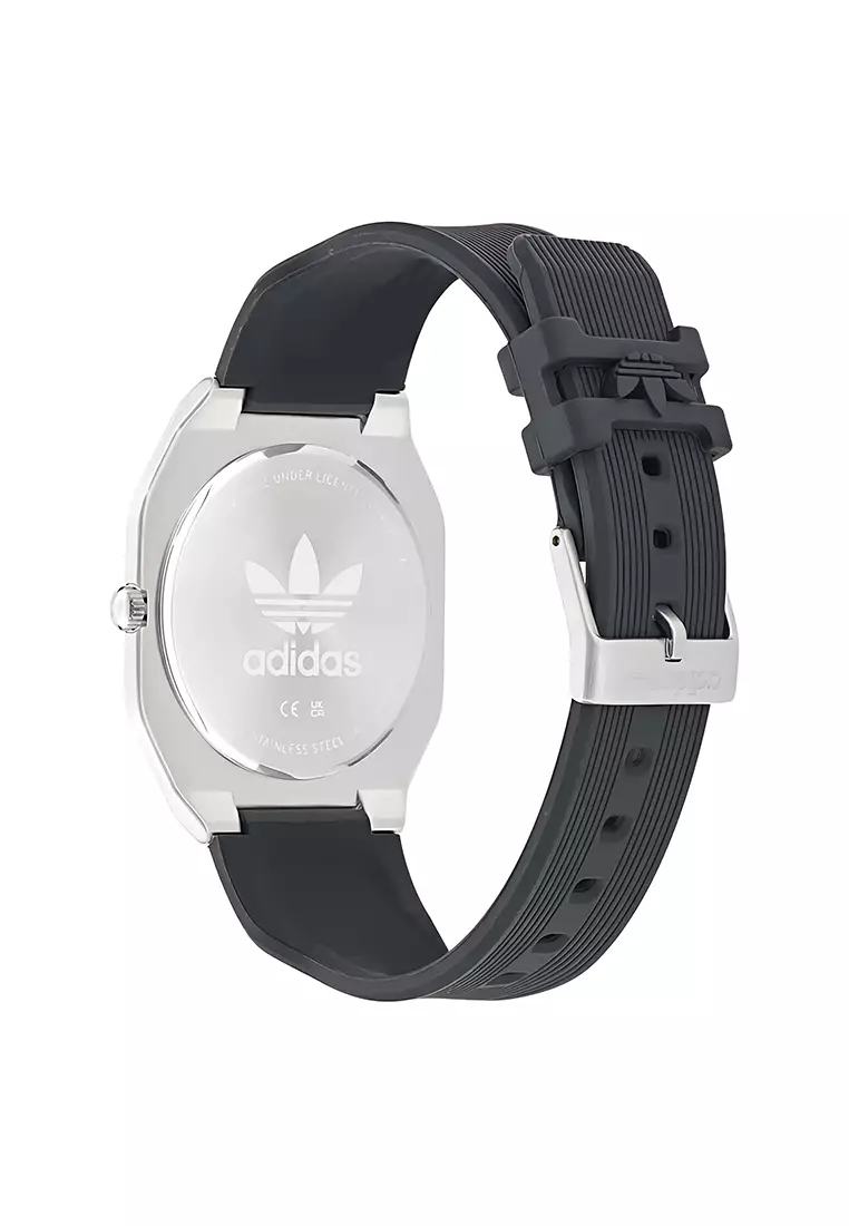 Adidas Gents Watch City Tech Thin - Stainless Steel Case - Black Silicone Strap - AOFH24002