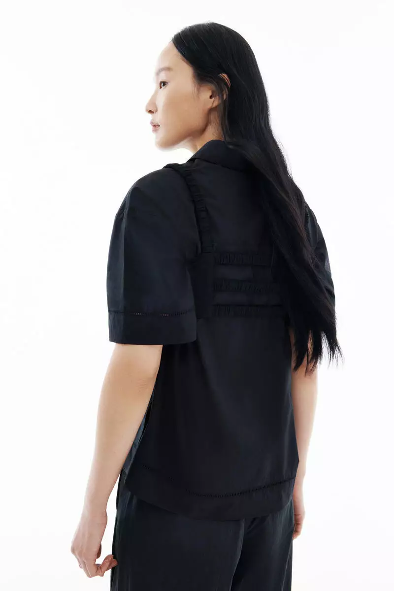 Tie-detail cotton shirt