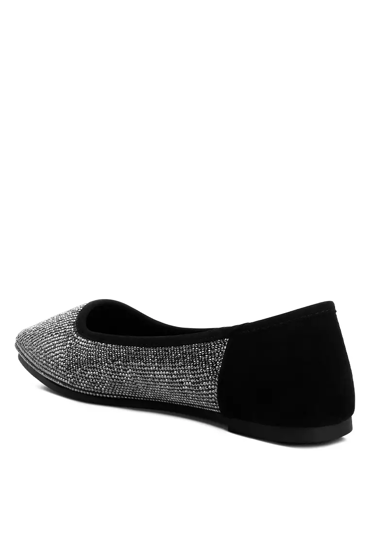 Black Shimmering Rhinestone Ballerinas