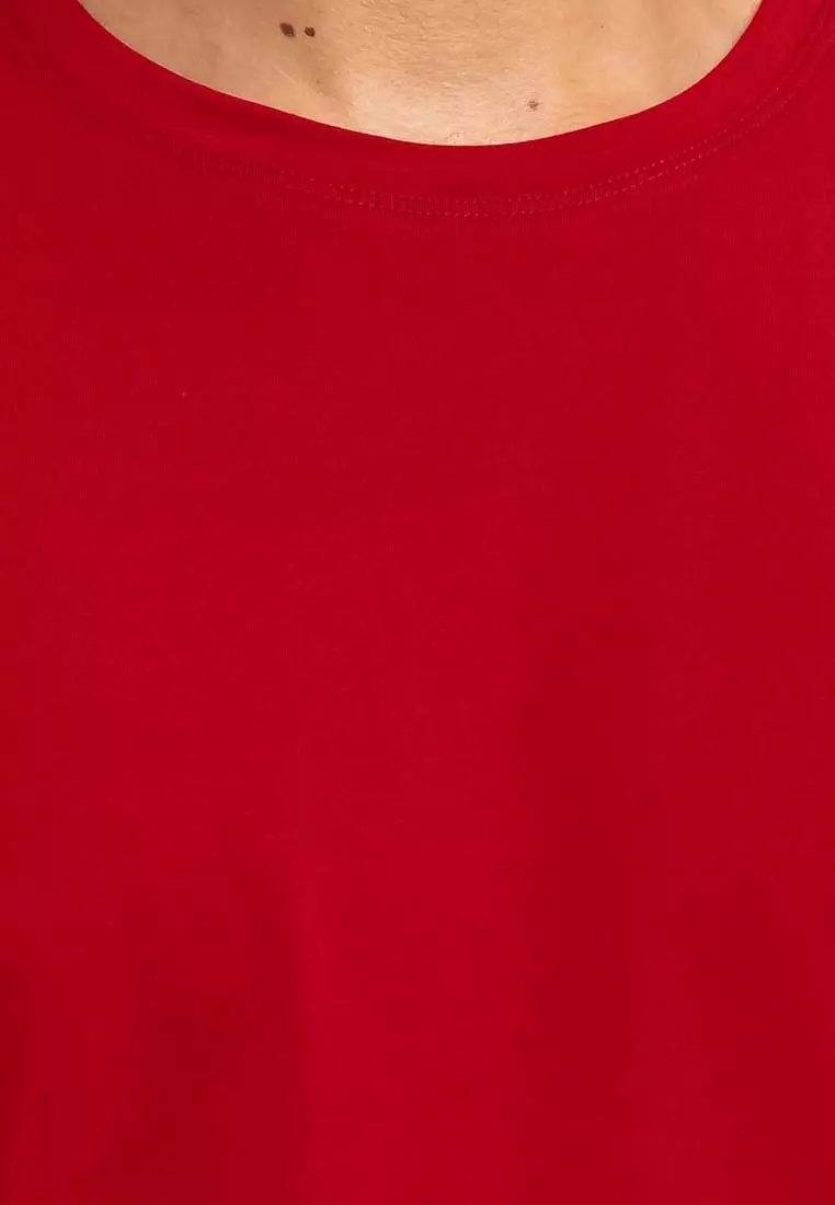 Forest Premium Soft-Touch Cotton Slim Fit Plain Tee T Shirt Men - 23645 - 51Red