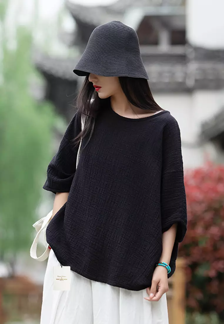 雙層竹節紋圓領T恤 BXF2524