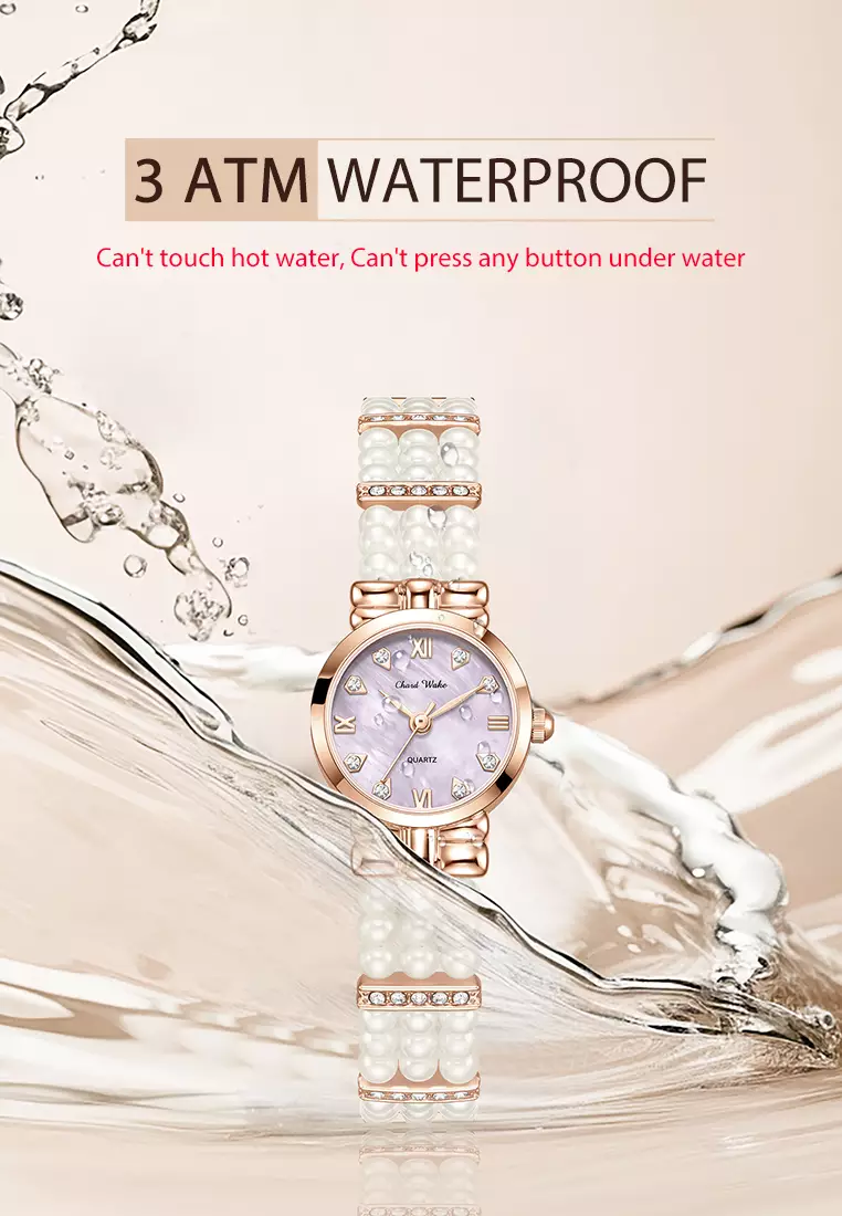 Jam Tangan Wanita Gelang Anti Air Original Fashion Korea Tali Mutiara Jam Tangan Cewek rose purple