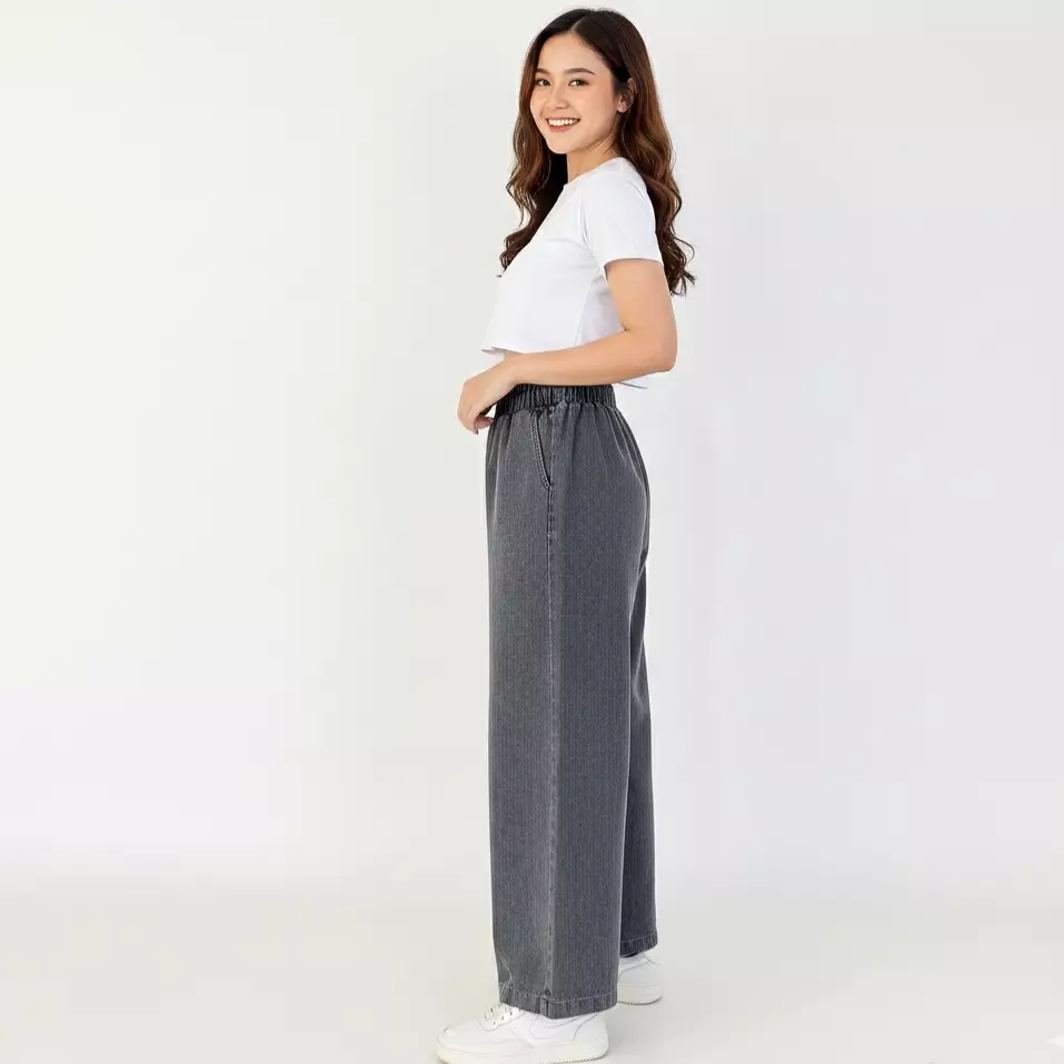 Celana Panjang Wanita - Kelly Wide Denim Pants