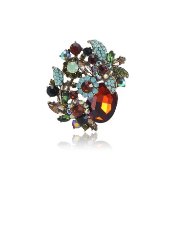 Glamorousky gold Fashion Temperament Plated Gold Flower Brooch with Champagne Cubic Zirconia D4D0DAC42ABB6AGS_1