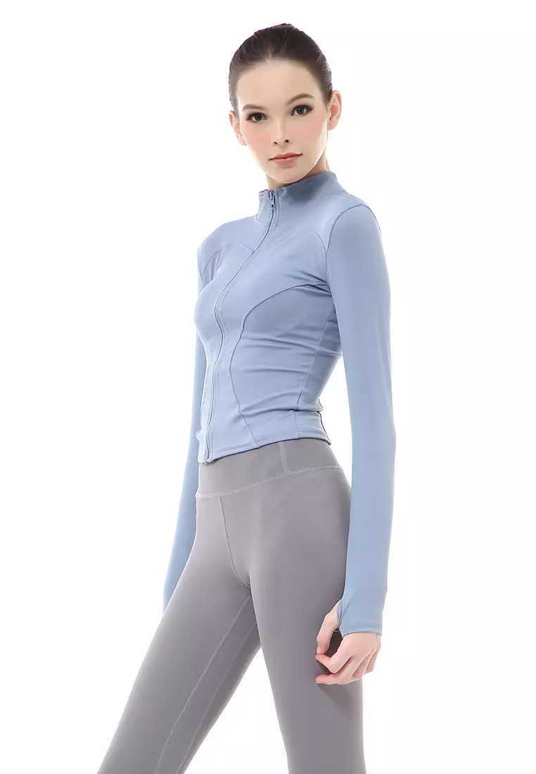 Mikayla Sportwear Jaket Olahraga Wanita Lengan Panjang Adjust Body Shape Material Spandex Lycra ORIGINAL - Light Blue