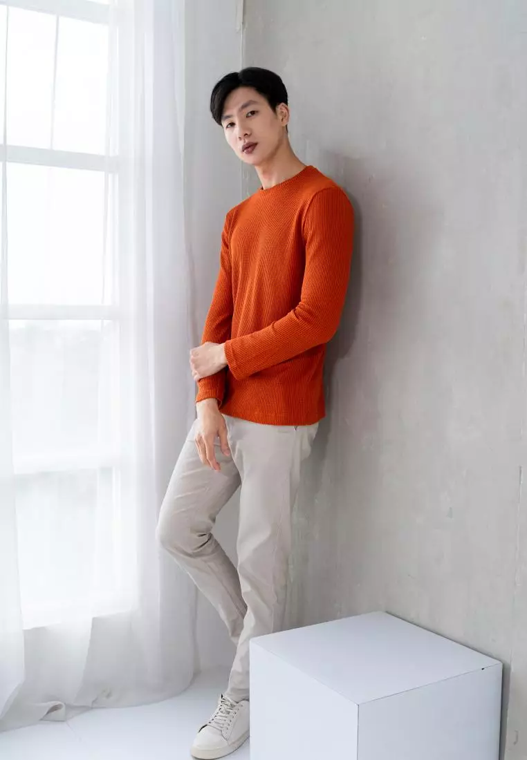 Kale Raffle Dark Terracotta / Kaos Polos Tekstur Lengan Panjang Pria / Unisex