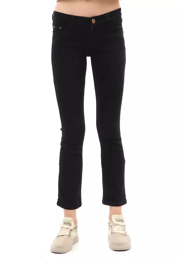 Jourel Long Pants Celana Panjang Jeans Cutbray Wanita Material Denim ORIGINAL - Black