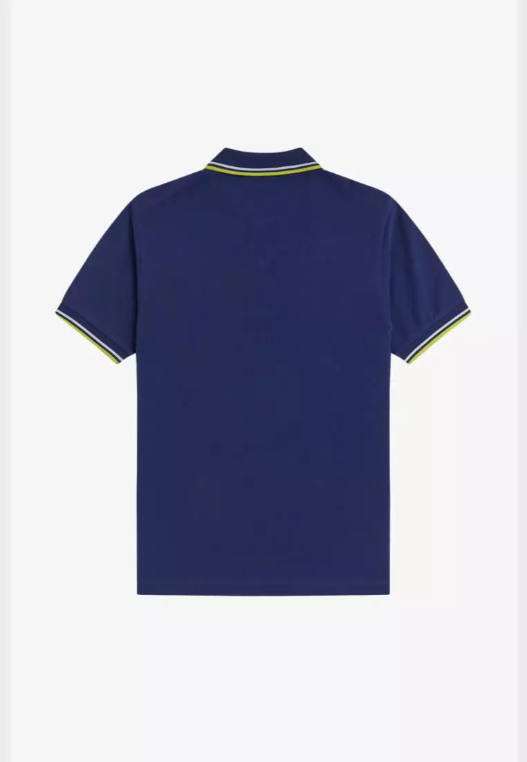 Fred Perry M3600 The Twin Tipped Fred Perry Shirt (French Navy / Dusky Blue / Citron)