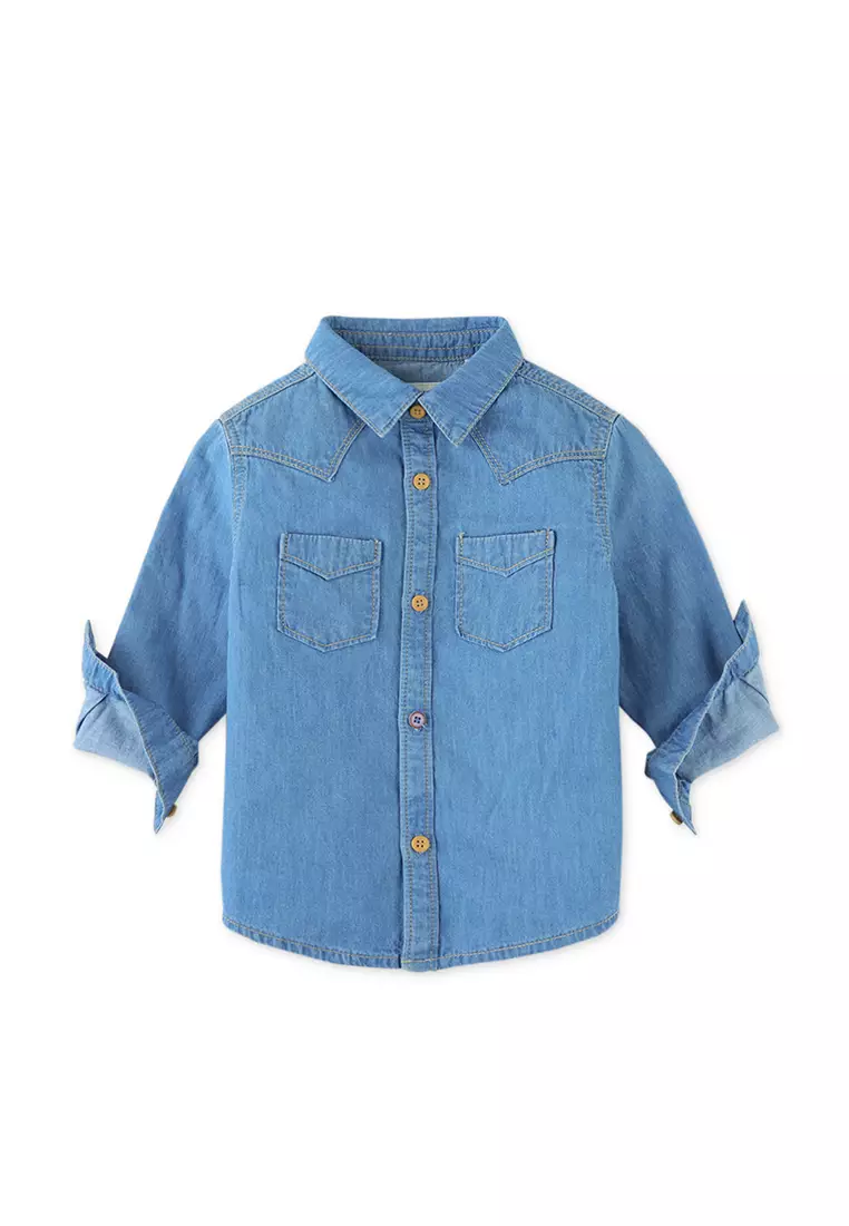 Buy Gingersnaps Baby Boys Hang On Banana Western Denim Shirt 2025
