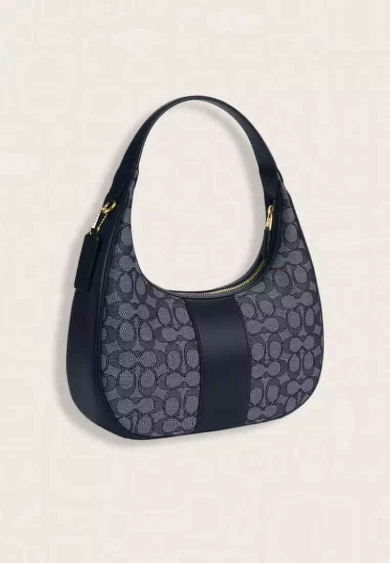 Coach Carmen Shoulder Bag In Signature Jacquard Midnight Navy
