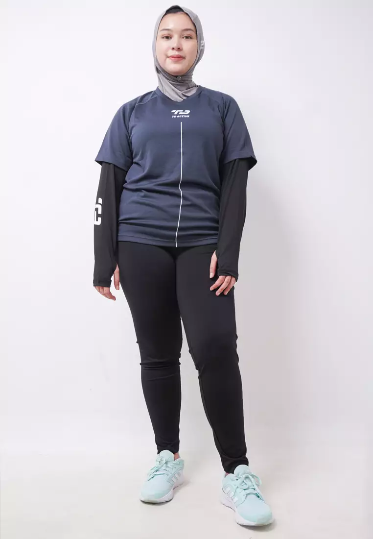 Td Active LSA80 Raglan Abu Tua Kaos Olahraga Wanita