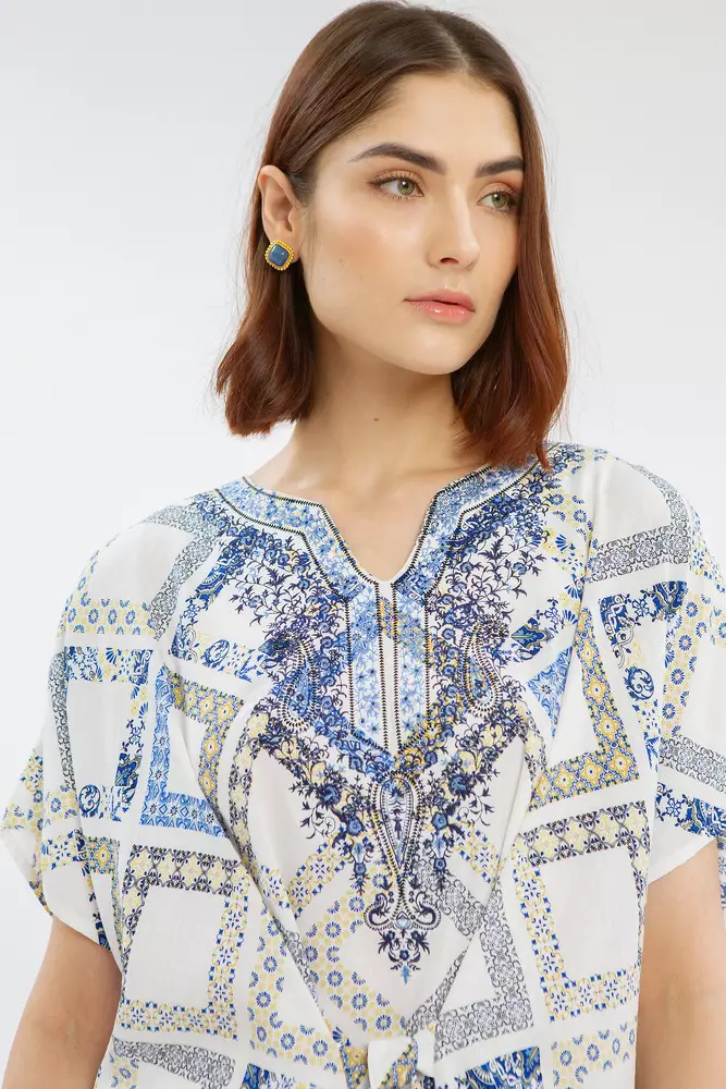 Minimal Gabina Kaftan Blue White