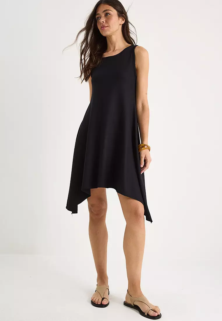 Women's Asymmetrical Cut Thick Strap Comfortable Summer Modal Dress 4034 60284053
