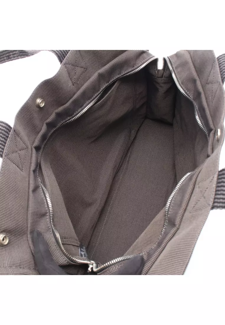 Pre-Loved Hermès Yale Line MM Handbag tote bag canvas Dark gray silver hardware