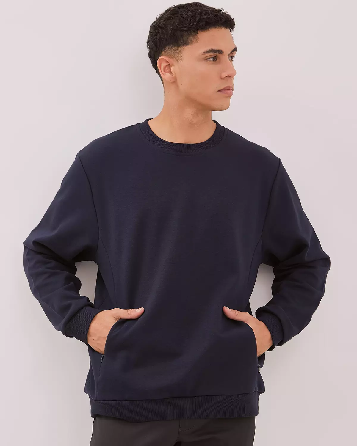 MEN'S NAVY BLUE CASUAL SWEATER