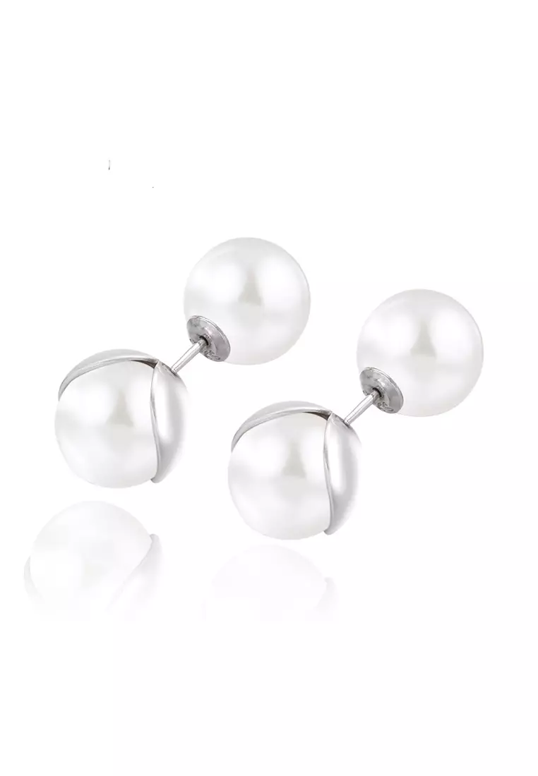 Buy B Code WPJ1056 LYCKA Classic Dual Freshwater Pearl Earrings