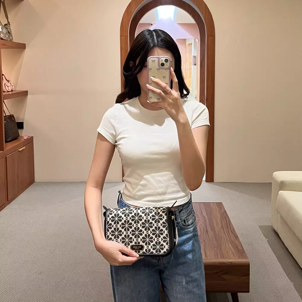 Tas KATE SPADE JACQUARD FLORAL BLACK HOBO BAG CROSS BODY BAG 100% ORIGINAL