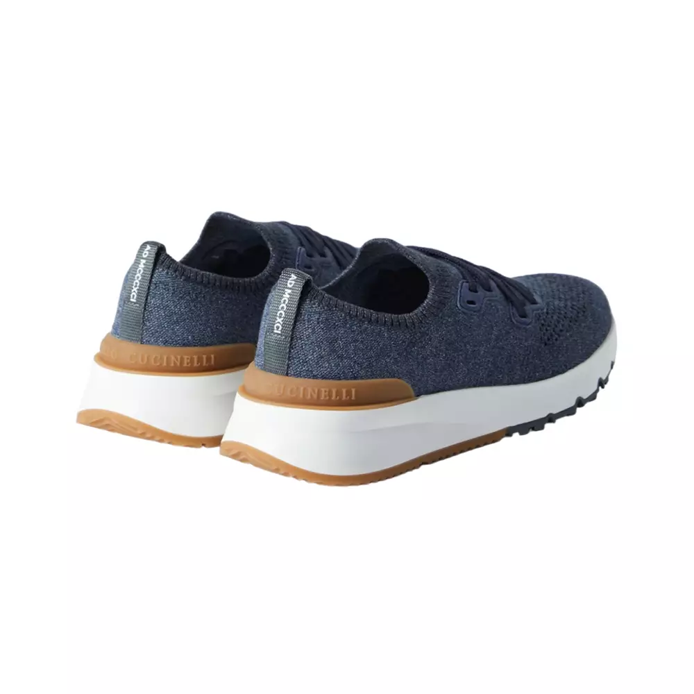 [4.4PRIL KEJUTAN HARGA] Chiné Knit Cotton Running Shoes Blue