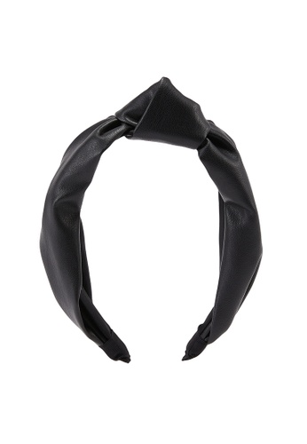 Urban Revivo black Faux Leather Knotted Headband EA46FACE540519GS_1