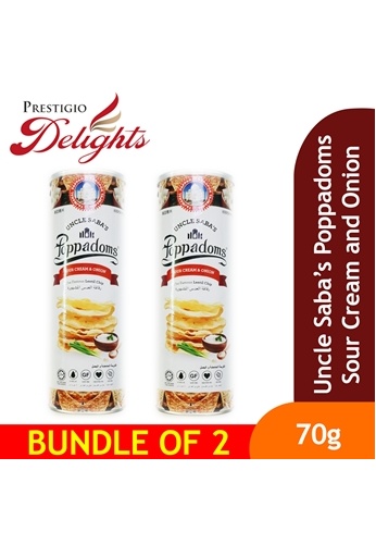 Prestigio Delights Uncle Saba's Poppadoms Sour Cream and Onion Flavour 70g Bundle of 2 9AEE8ES0743FD6GS_1
