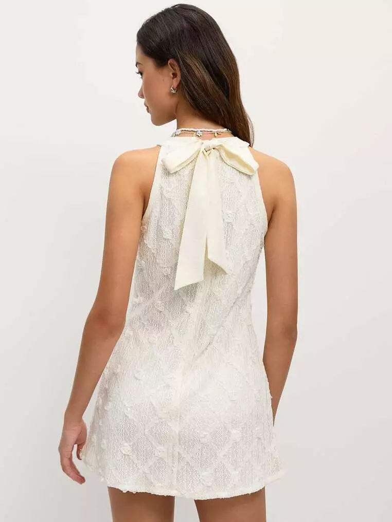 Floral Bow Tie Dress - White