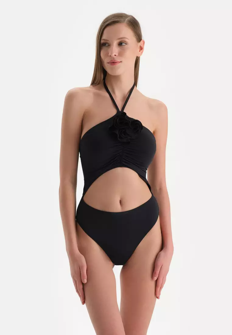 Black Monokini, Strapless, Removable Padding, Non-wired, Swimwear for Women