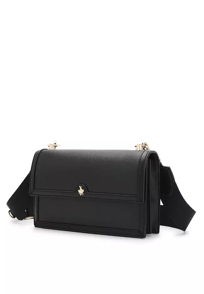 Buy Swiss Polo Flap Shoulder Bag / Sling Bag / Crossbody Bag - Black ...
