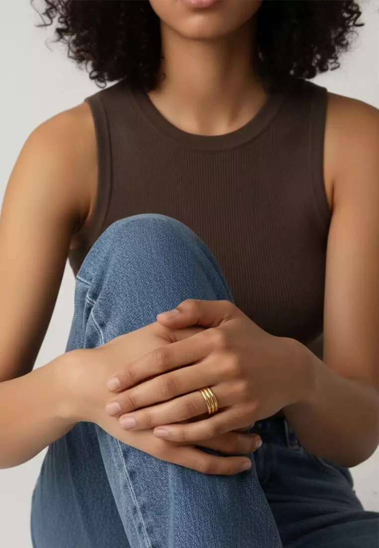 Triad Circular Gleam Radiant Gold Layered Ring