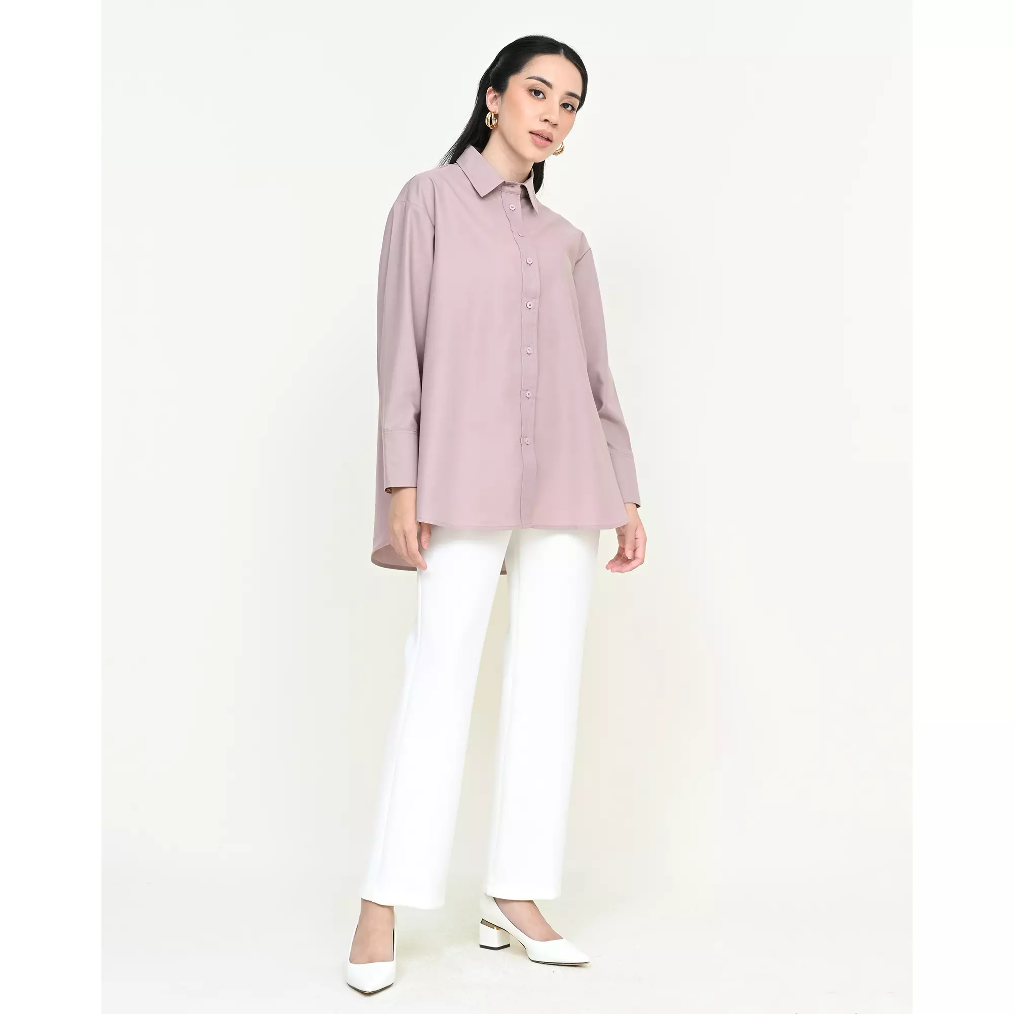 Geulis.id PIPER SHIRT / KEMEJA OVERSIZE WANITA - BLUSHPINK