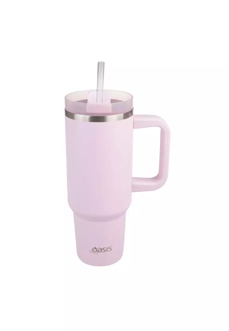 Oasis Stainless Steel Insulated Commuter Travel Tumbler 1.2L - Pink Lemonade