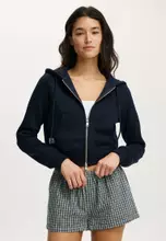 Buy Cotton On Premium Cropped Zip Through Hoodie 2026 Online | ZALORA