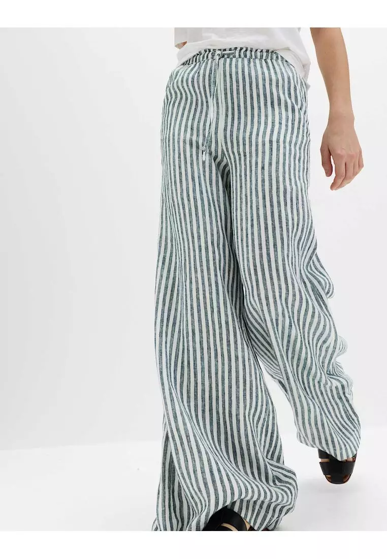 Pure Linen Wide Leg Palazzo Trousers