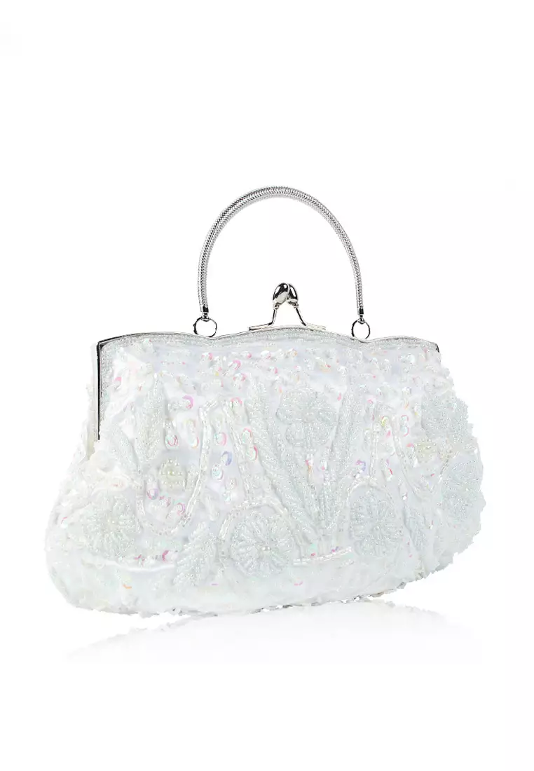 White clutch clearance bags for weddings