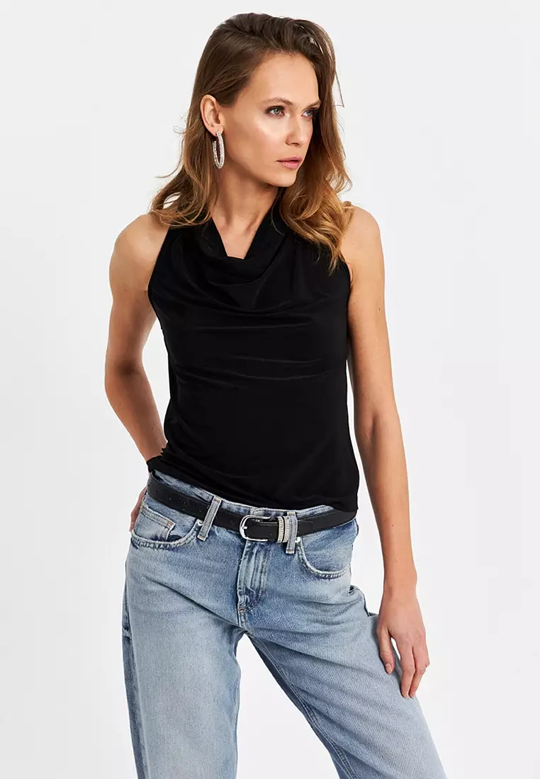 Cowl Neck Sleeveless Blouse