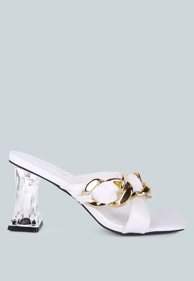 Clear sandals cheap mid heel