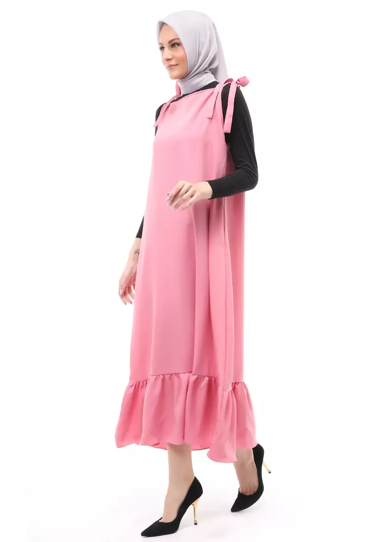 Bilqis Overall Panjang Wanita Rampel Kodok Long Sleeve Regular Fit - Dusty Pink