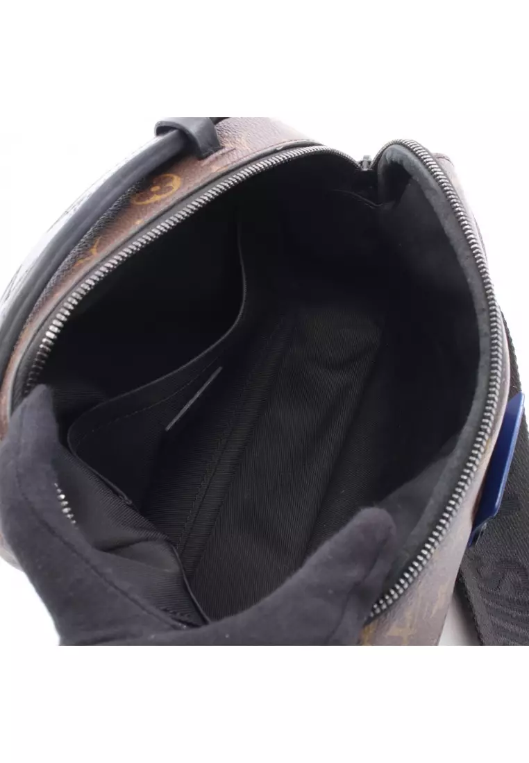 Pre-Loved Louis Vuitton S-lock messenger monogram macassar Handbag PVC leather Brown blue 2WAY