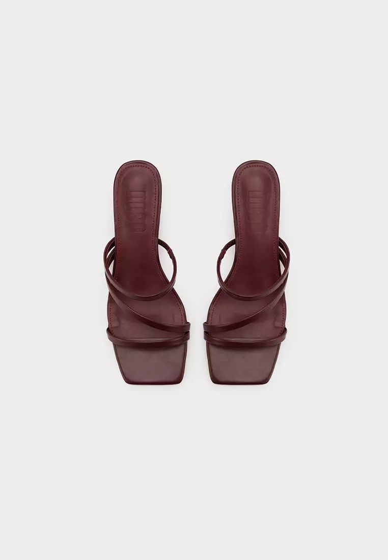 MULTI-STRAP SQUARE TOE WEDGE HEEL SLIDE