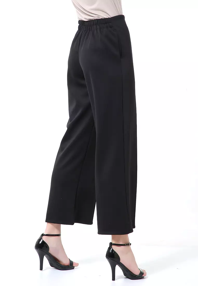 Layilla Scuba Cullote Polos Rok Bawahan Wanita Premium Quality - Black