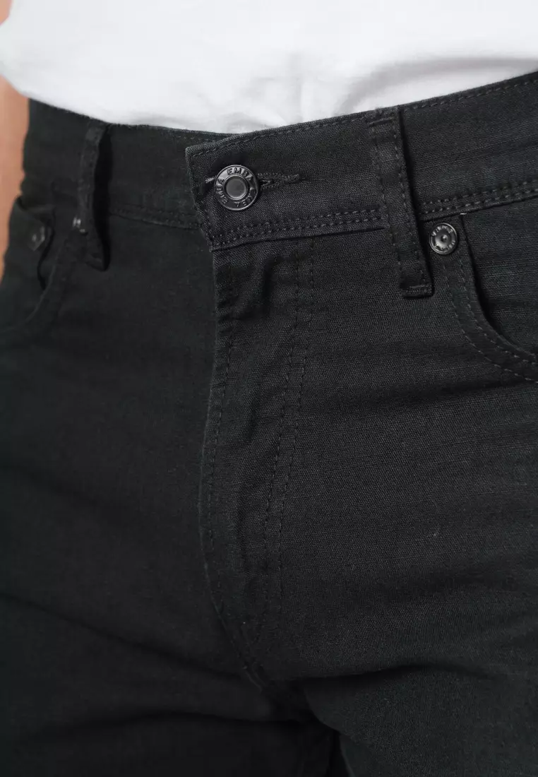 Emba Denim - BS08.01 Celana Panjang Pria Kanvas Premium Regular Fit New Tebal Black