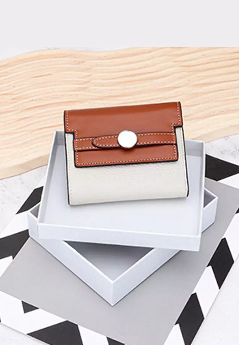 Texture Patching Full Grain Leather Trifold Wallet JW YT-2319