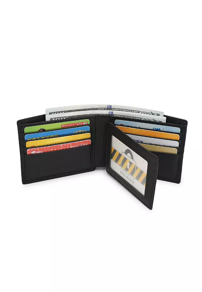 Men's Genuine Leather RFID Blocking Wallet - Black