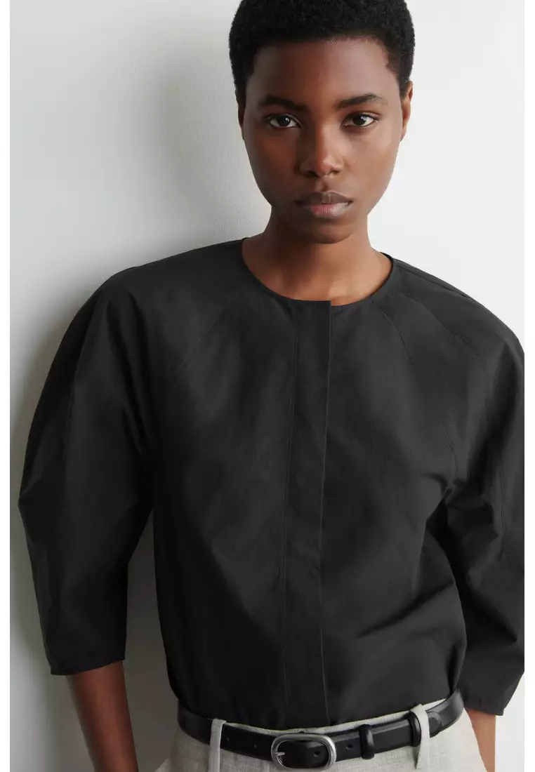 SCULPTURAL PIMA COTTON-POPLIN BLOUSE