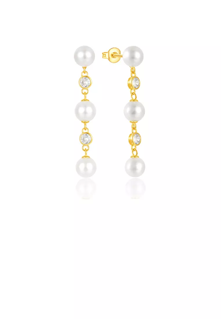 Gold plated top tassel earrings