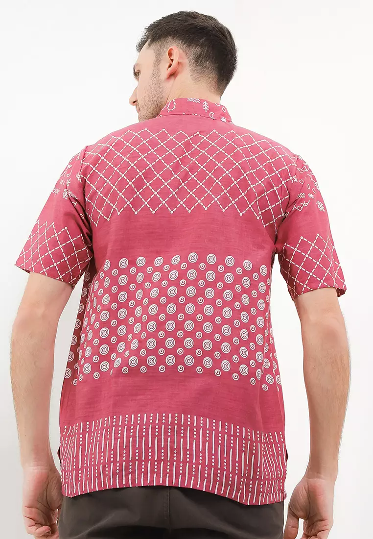 Jaring Kemeja Batik Premium Pria Casual Modern Lengan Pendek