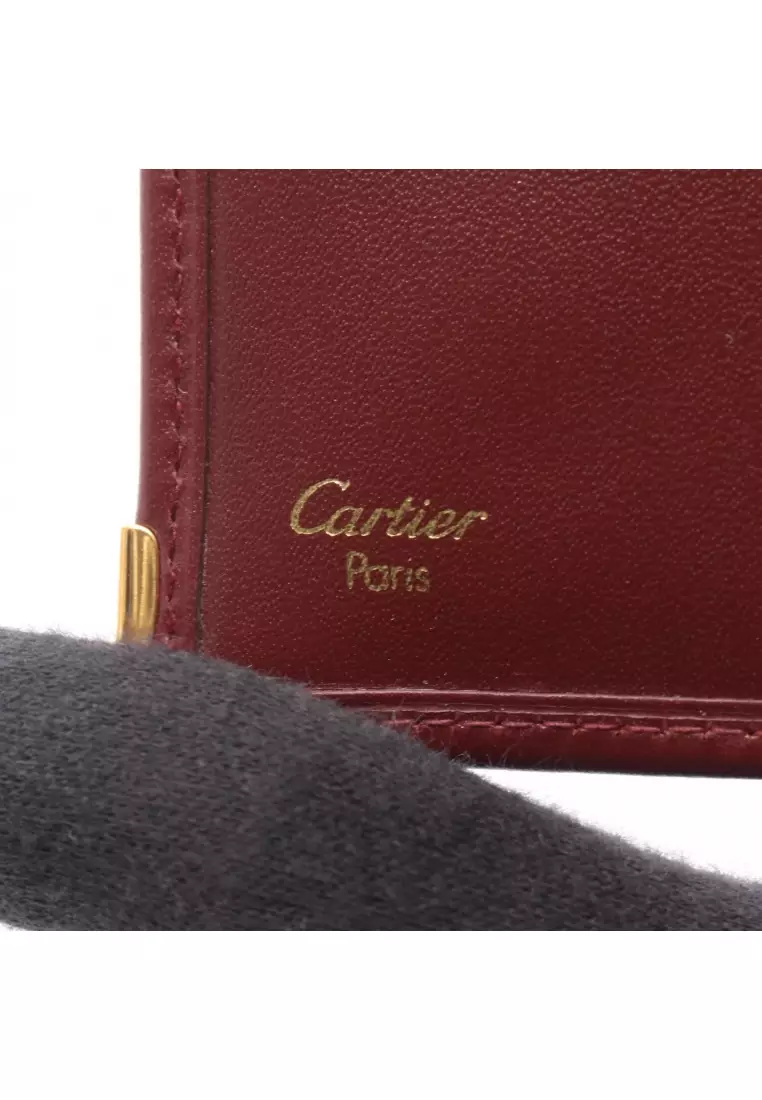 Pre-Loved Cartier mast line Bi-fold Long Wallet leather Bordeaux