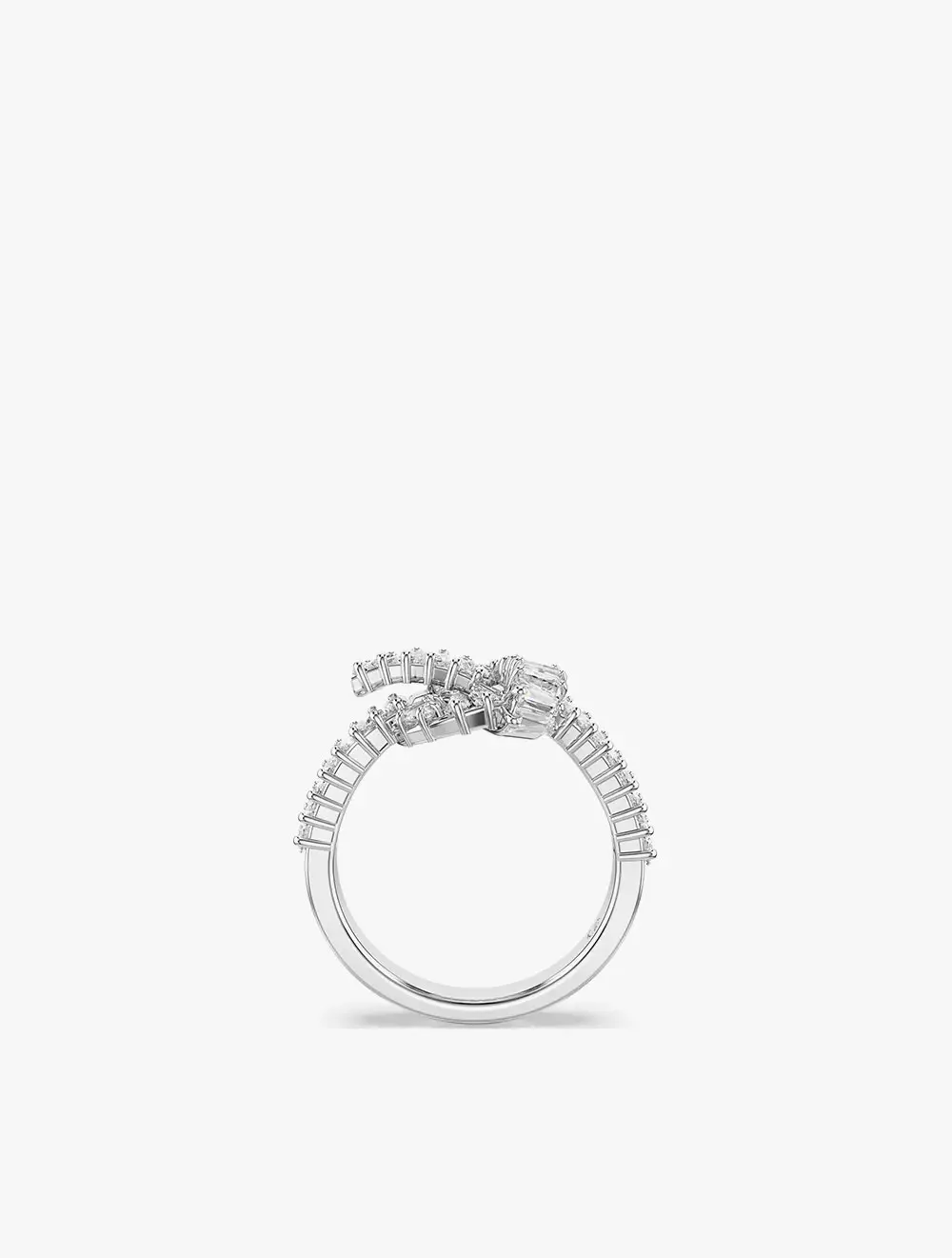 Matrix ring, Baguette cut, Knot, White, Rhodium plated