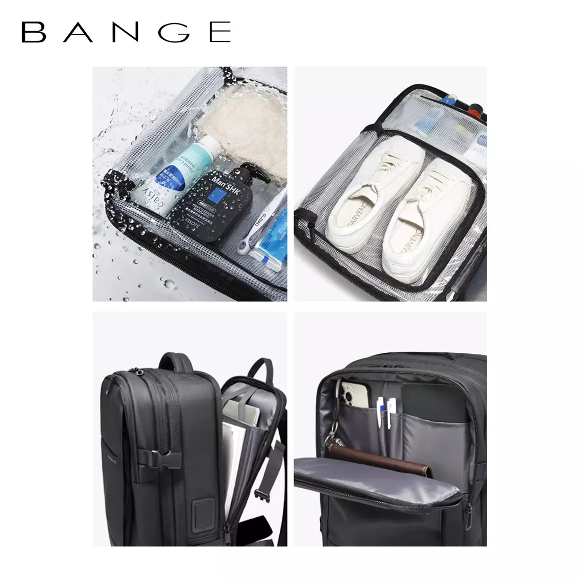 BANGE BG3028-1 Tas Backpack Ransel Laptop Pria Travel USB TSA Lock weight handle vacuum Expandable