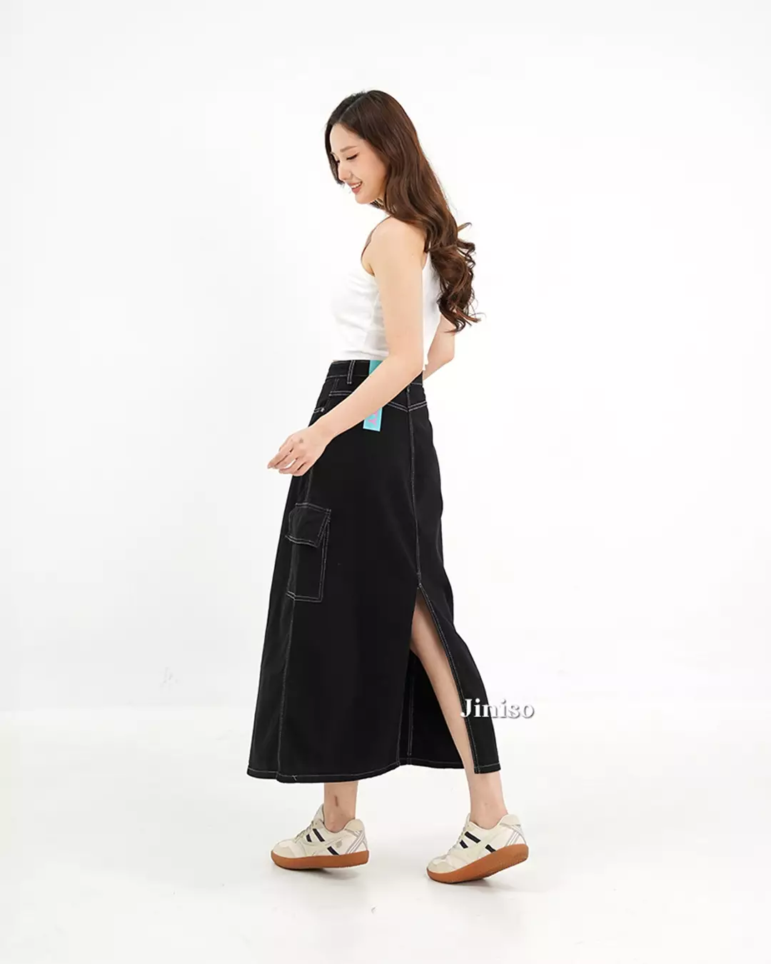 Highwaist Rok Cargo Jeans Panjang 985 SEVENTY
