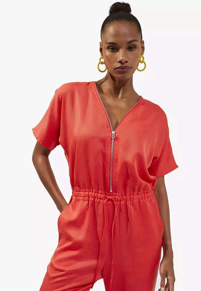 Red jumpsuit shorts online